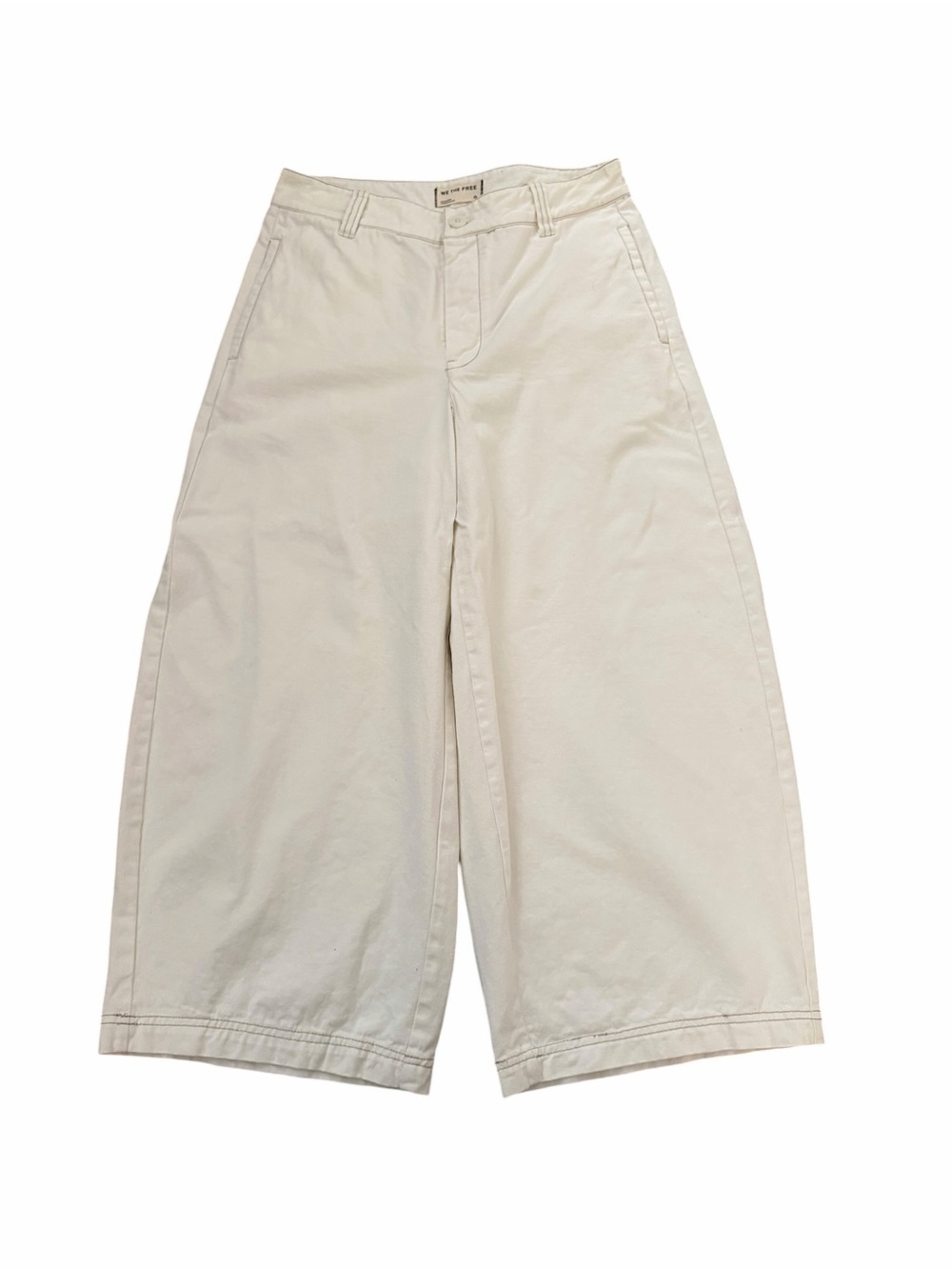 We The Free Lay Down Ankle Wide Leg Chino Pant in Ecru Barrel Leg Cotton Size 6